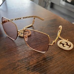 Gucci gold and pink runway sunglasses